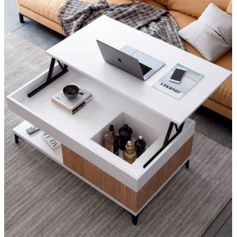 Mesa de centro con patas metálicas elevable 2