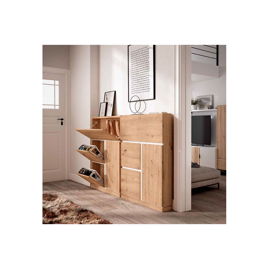 Zapatero H300 con puertas abatibles y una batiente