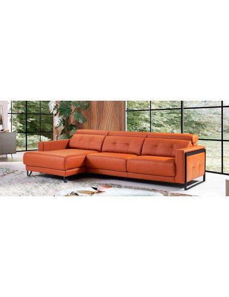 Sofá chaise longue Enzo tapizado en piel