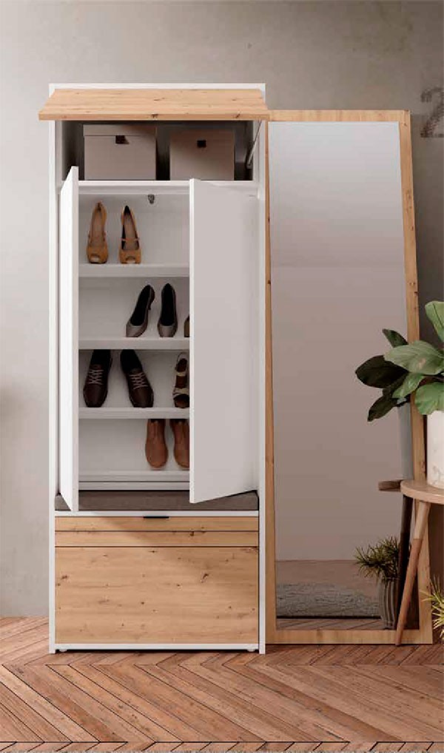 Zapatero con diferentes compartimentos en Muebles Lara