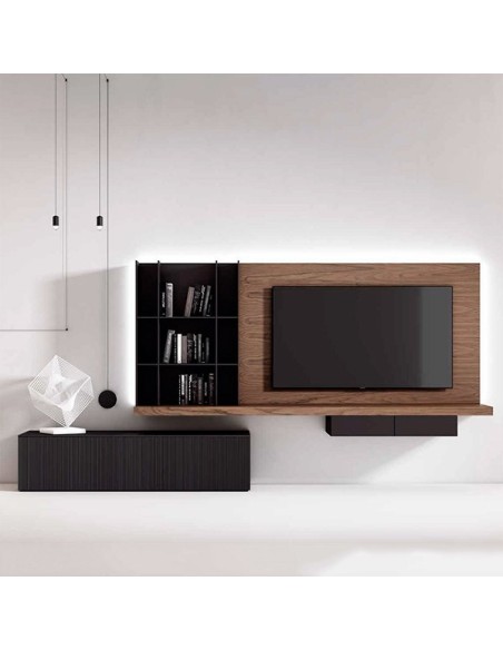 Salón Nexa C200 de Mesegue, fabricado en chapa de madera natural y lacados