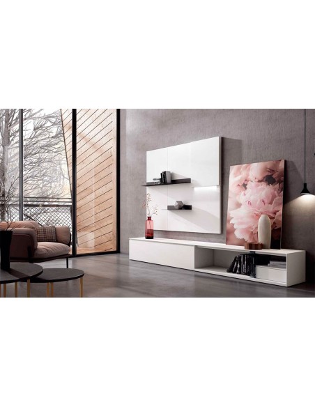Vista en ambiente del Salón Nexa C201 de Mesegue, en cabado blanco