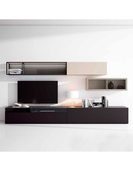 Salón Nexa C209, fabricado en chapa de madera natural y lacados
