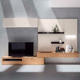 Salón Nexa C213 de Mesegue, fabricado en chapa de madera natural y lacados