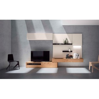 Salón Nexa C213 de Mesegue, fabricado en chapa de madera natural y lacados 2