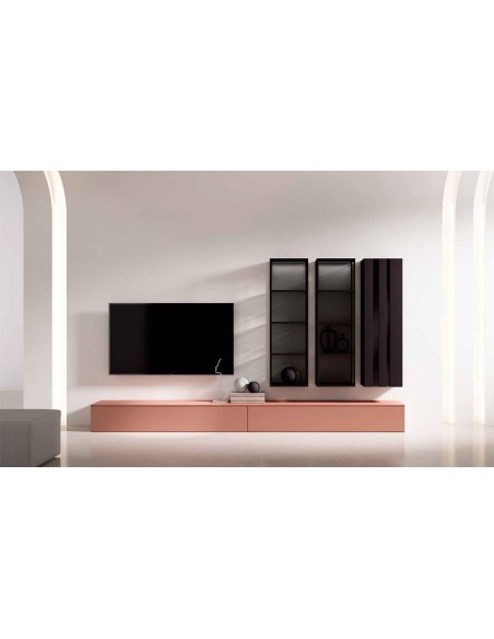 Salón Nexa C214, de Mesegue, acabados siena metal lacado y negruzco lacado