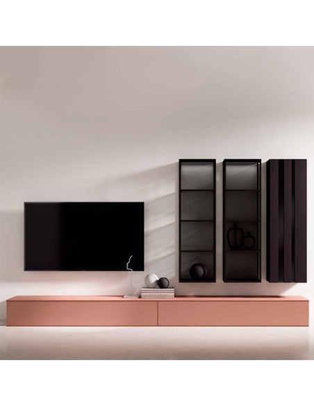 Salón Nexa C214, de Mesegue, en chapa de madera natural y lacados