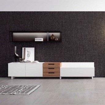 Salón Nexa C217, de Mesegue, en chapa de madera natural y lacados