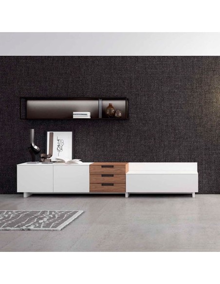 Salón Nexa C217, de Mesegue, en chapa de madera natural y lacados