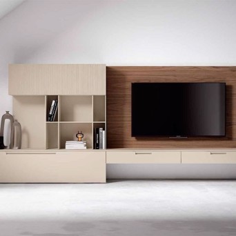 Salón Nexa C220 de Mesegue, en chapa de madera natural y lacados