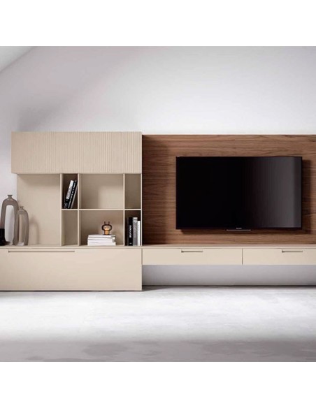 Salón Nexa C220 de Mesegue, en chapa de madera natural y lacados
