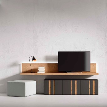 Salón Nexa C221 de Mesegue, fabricado en chapa de madera natural y lacados