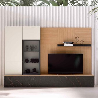 Salón Nexa C222, fabricado en chapa de madera natural y lacados