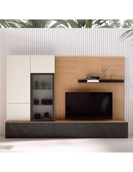 Salón Nexa C222, fabricado en chapa de madera natural y lacados