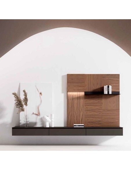 Salón Nexa C223, de Mesegue, fabricado en chapa de madera natural y lacados