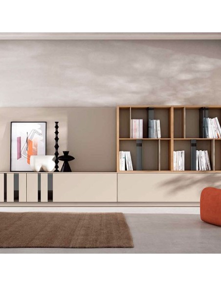Salón Nexa C226 de Mesegue, en chapa de madera natural y lacados