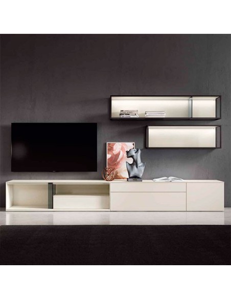 Salón Nexa C231 de Mesegue, fabricado en chapa de madera natural y lacados