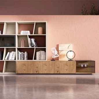 Salón Nexa C233, fabricado en chapa de madera natural y lacados