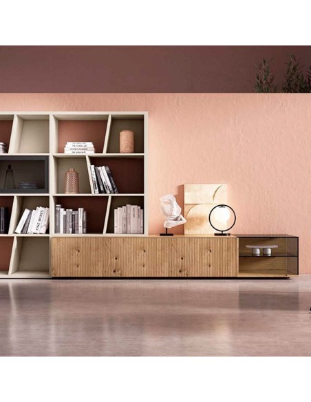 Salón Nexa C233, fabricado en chapa de madera natural y lacados