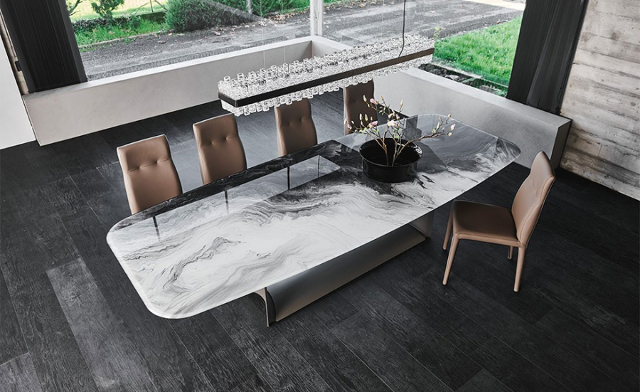 Mesa Dragon de diseño italiano con tapa en cristal