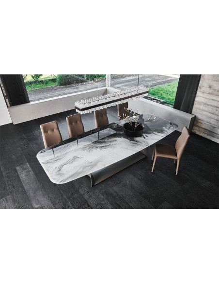 Mesa Dragon de diseño italiano con tapa en cristal