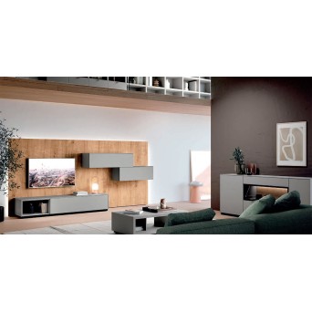 Composición de salón Way 6 de Antaix, fabricado en melamina y acabado roble forest y ártico mate 2