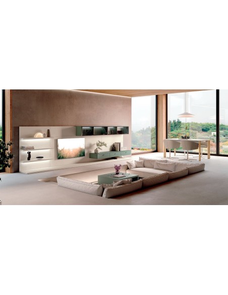 Vista en ambiente del Salón Way 26 de Antaix, en tórtola mate y moss mate