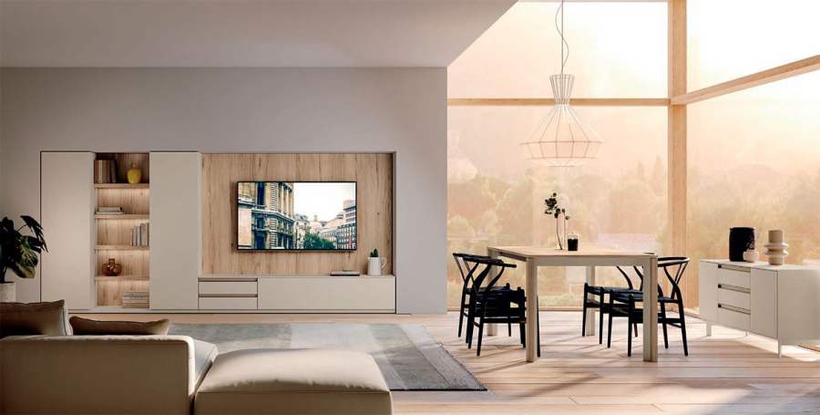 Salón Way 16 de Antaix, fabricado en melamina y en dos acabados diferentes