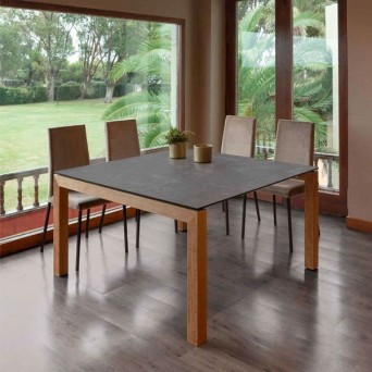 Mesa de comedor modelo Chamon con apertura extensible