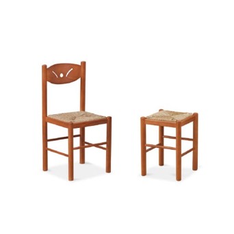 Taburete Lira con estructura en madera de cerezo 2