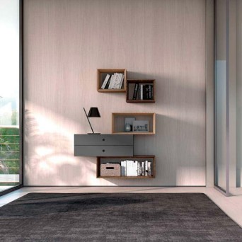 Composición cubos Q12 de Loyra, fabricado en chapa de madera natural