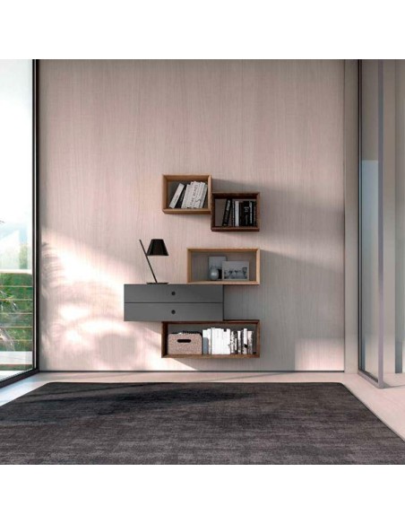 Composición cubos Q12 de Loyra, fabricado en chapa de madera natural