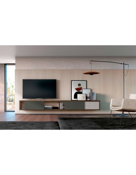 Vista en ambiente de salón del Mueble TV Ios 18 de Loyra
