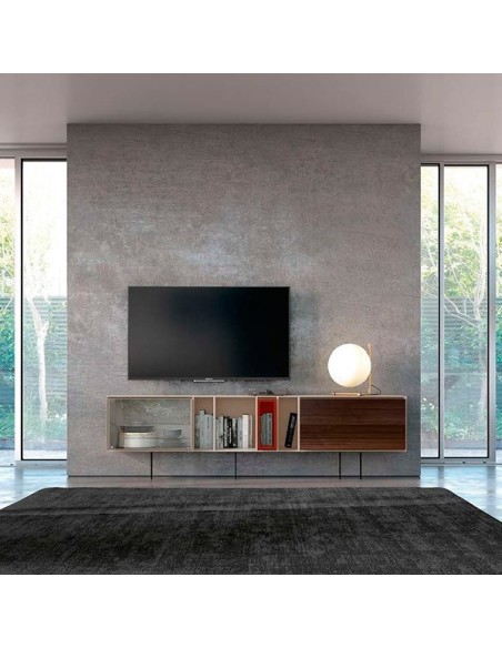 Mueble TV Yoko 11 de Loyra, fabricado en chapa de madera natural y lacados