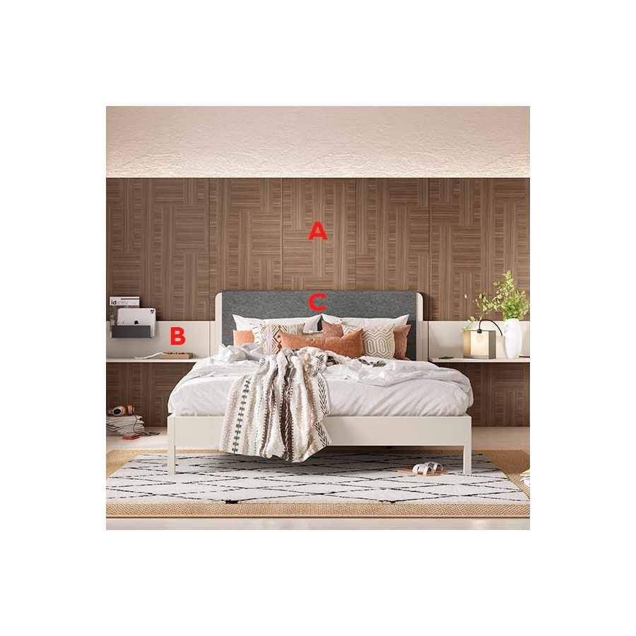Habitación juvenil con cabezal tapizado