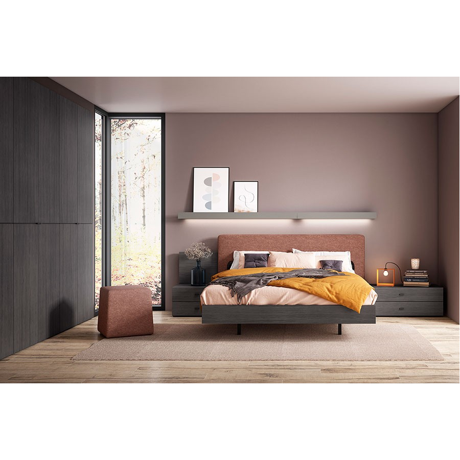 Dormitorio juvenil con cama de matrimonio fabricado en melamina