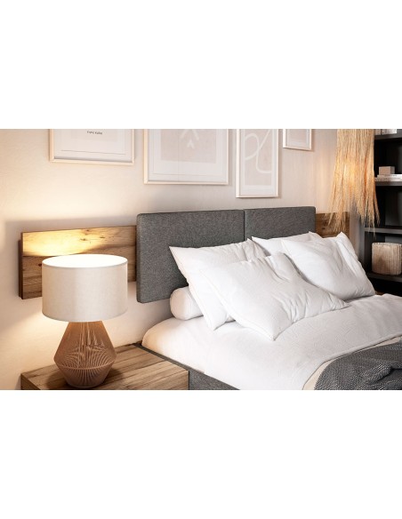 Cama con cabezal tapizado