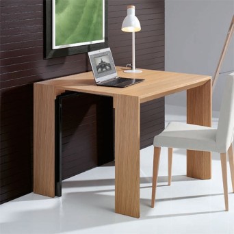 Consola extensible Tao, de Indesan, en chapa de madera natural de roble 2