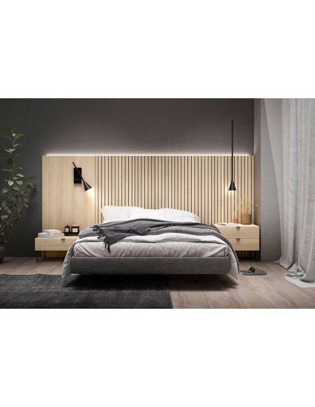 Dormitorio con cabezal alistonado
