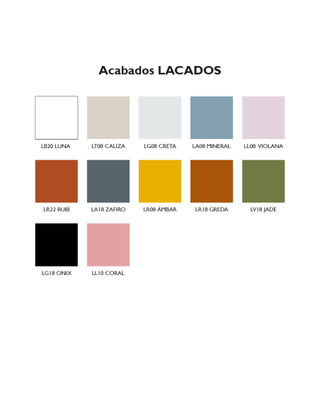 Acabados lacados disponibles