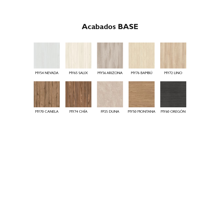 Acabados melamina Base colores madera