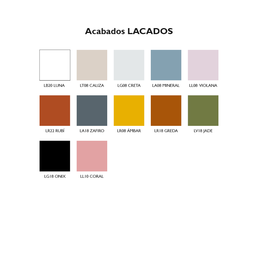 Acabados lacados disponibles