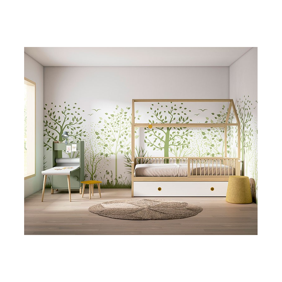 Cama con forma de casita con cama nido inferior