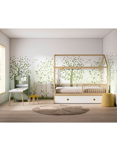 Cama con forma de casita con cama nido inferior