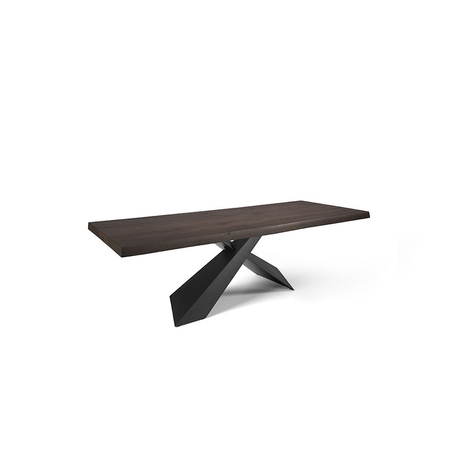 Mesa Jasper con tapa de madera y pie metálico