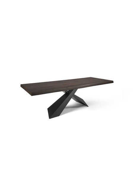 Mesa Jasper con tapa de madera y pie metálico