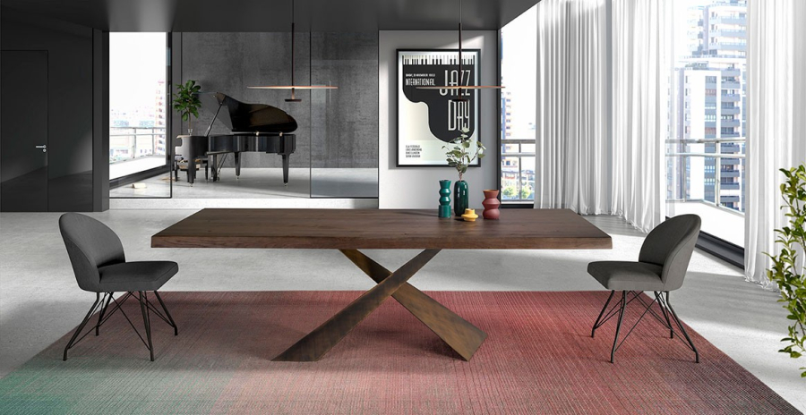 Mesa comedor Jasper con tapa de madera de Mobles Nacher