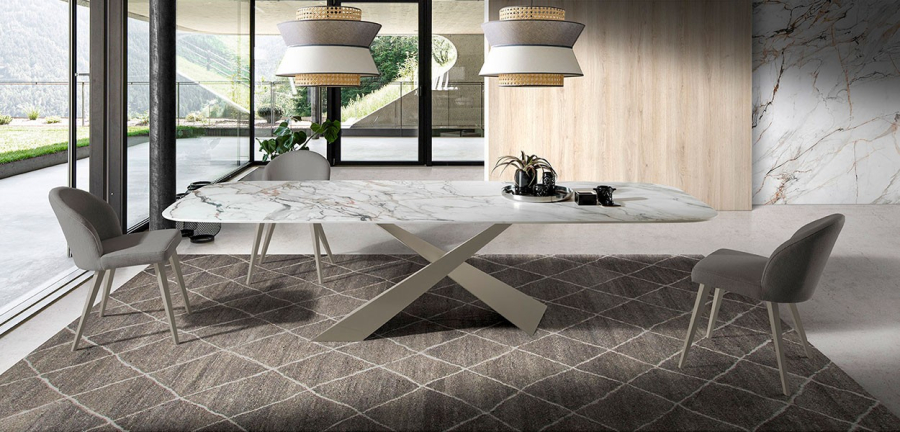 Mesa Jasper Fix Keramik con pata metálica y tapa porcelánica