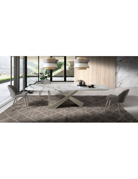 Mesa Jasper Fix Keramik con pata metálica y tapa porcelánica