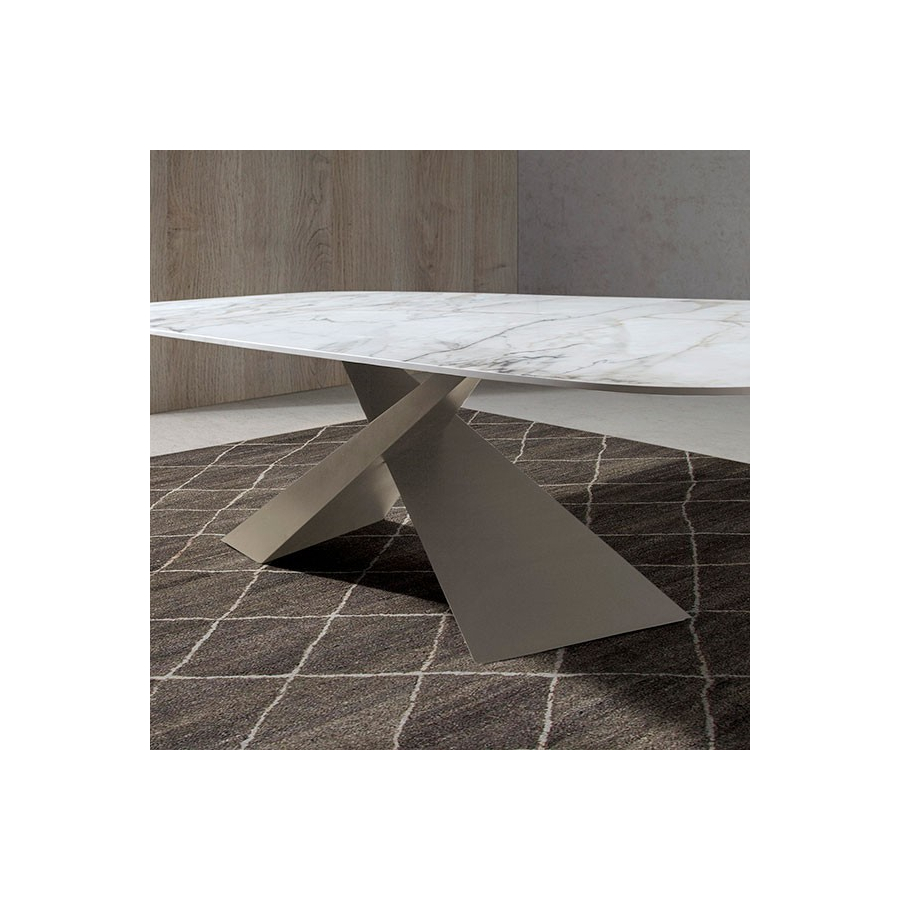 Mesa de comedor moderna tapa porcelánica